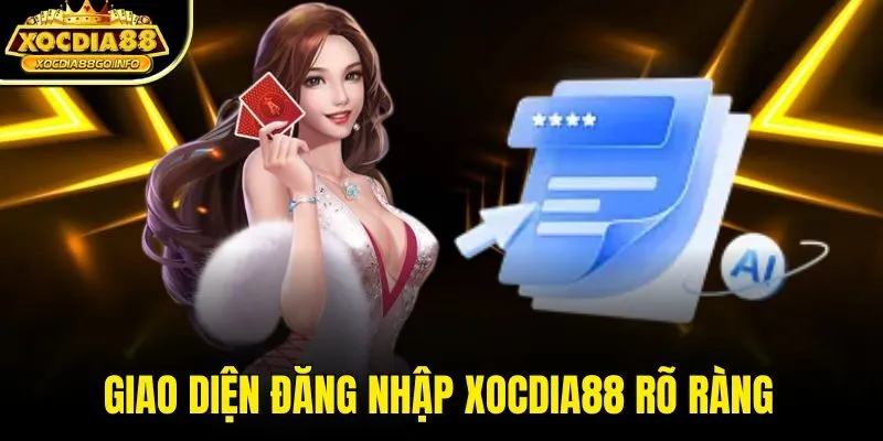 Giao diện đăng nhập XOCDIA88 rõ ràng