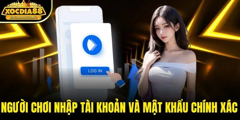 Người chơi nhập tài khoản và mật khẩu chính xác